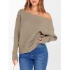 imageANRABESS Womens Off Shoulder Sweaters 2025 Fall Long Batwing Sleeve Loose Fit Knit Tops Casual Pullovers JumpersBright Tan