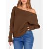 imageANRABESS Womens Off Shoulder Sweaters 2025 Fall Long Batwing Sleeve Loose Fit Knit Tops Casual Pullovers JumpersDeep Caramel