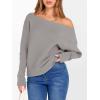 imageANRABESS Womens Off Shoulder Sweaters 2025 Fall Long Batwing Sleeve Loose Fit Knit Tops Casual Pullovers JumpersGray Apricot