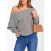 imageANRABESS Womens Off Shoulder Sweaters 2025 Fall Long Batwing Sleeve Loose Fit Knit Tops Casual Pullovers JumpersGray Apricot