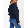 imageANRABESS Womens Off Shoulder Sweaters 2025 Fall Long Batwing Sleeve Loose Fit Knit Tops Casual Pullovers JumpersNavy Blue