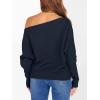 imageANRABESS Womens Off Shoulder Sweaters 2025 Fall Long Batwing Sleeve Loose Fit Knit Tops Casual Pullovers JumpersNavy Blue