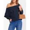 imageANRABESS Womens Off Shoulder Sweaters 2025 Fall Long Batwing Sleeve Loose Fit Knit Tops Casual Pullovers JumpersNavy Blue