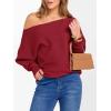 imageANRABESS Womens Off Shoulder Sweaters 2025 Fall Long Batwing Sleeve Loose Fit Knit Tops Casual Pullovers JumpersRed