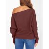 imageANRABESS Womens Off Shoulder Sweaters 2025 Fall Long Batwing Sleeve Loose Fit Knit Tops Casual Pullovers JumpersRust