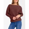 imageANRABESS Womens Off Shoulder Sweaters 2025 Fall Long Batwing Sleeve Loose Fit Knit Tops Casual Pullovers JumpersRust