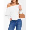 imageANRABESS Womens Off Shoulder Sweaters 2025 Fall Long Batwing Sleeve Loose Fit Knit Tops Casual Pullovers JumpersWhite