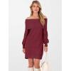 imageANRABESS Womens Off The Shoulder Sweater Dress Casual Loose Knit 2025 Fall Winter Trendy Long Sleeve Pullover Mini DressesBerry Red