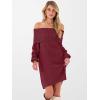 imageANRABESS Womens Off The Shoulder Sweater Dress Casual Loose Knit 2025 Fall Winter Trendy Long Sleeve Pullover Mini DressesBerry Red