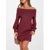 imageANRABESS Womens Off The Shoulder Sweater Dress Casual Loose Knit 2025 Fall Winter Trendy Long Sleeve Pullover Mini DressesBerry Red