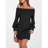 imageANRABESS Womens Off The Shoulder Sweater Dress Casual Loose Knit 2025 Fall Winter Trendy Long Sleeve Pullover Mini DressesBlack