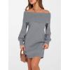 imageANRABESS Womens Off The Shoulder Sweater Dress Casual Loose Knit 2025 Fall Winter Trendy Long Sleeve Pullover Mini DressesGrey