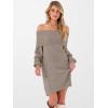 imageANRABESS Womens Off The Shoulder Sweater Dress Casual Loose Knit 2025 Fall Winter Trendy Long Sleeve Pullover Mini DressesLight Khaki