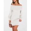 imageANRABESS Womens Off The Shoulder Sweater Dress Casual Loose Knit 2025 Fall Winter Trendy Long Sleeve Pullover Mini DressesWhite