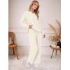 imageANRABESS Womens Pajama Fuzzy Fleece 2 Piece Long Sleeve Top Wide Leg Pants Lounge Matching Pj Sets 2025 Fall Winter OutfitsBeige