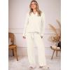 imageANRABESS Womens Pajama Fuzzy Fleece 2 Piece Long Sleeve Top Wide Leg Pants Lounge Matching Pj Sets 2025 Fall Winter OutfitsBeige