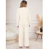 imageANRABESS Womens Pajama Fuzzy Fleece 2 Piece Long Sleeve Top Wide Leg Pants Lounge Matching Pj Sets 2025 Fall Winter OutfitsBeige