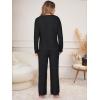 imageANRABESS Womens Pajama Fuzzy Fleece 2 Piece Long Sleeve Top Wide Leg Pants Lounge Matching Pj Sets 2025 Fall Winter OutfitsBlack