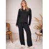 imageANRABESS Womens Pajama Fuzzy Fleece 2 Piece Long Sleeve Top Wide Leg Pants Lounge Matching Pj Sets 2025 Fall Winter OutfitsBlack