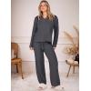 imageANRABESS Womens Pajama Fuzzy Fleece 2 Piece Long Sleeve Top Wide Leg Pants Lounge Matching Pj Sets 2025 Fall Winter OutfitsDeep Gray