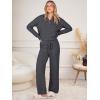 imageANRABESS Womens Pajama Fuzzy Fleece 2 Piece Long Sleeve Top Wide Leg Pants Lounge Matching Pj Sets 2025 Fall Winter OutfitsDeep Gray