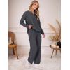 imageANRABESS Womens Pajama Fuzzy Fleece 2 Piece Long Sleeve Top Wide Leg Pants Lounge Matching Pj Sets 2025 Fall Winter OutfitsDeep Gray