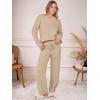 imageANRABESS Womens Pajama Fuzzy Fleece 2 Piece Long Sleeve Top Wide Leg Pants Lounge Matching Pj Sets 2025 Fall Winter OutfitsLight Khaki