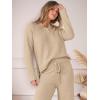 imageANRABESS Womens Pajama Fuzzy Fleece 2 Piece Long Sleeve Top Wide Leg Pants Lounge Matching Pj Sets 2025 Fall Winter OutfitsLight Khaki