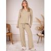 imageANRABESS Womens Pajama Fuzzy Fleece 2 Piece Long Sleeve Top Wide Leg Pants Lounge Matching Pj Sets 2025 Fall Winter OutfitsLight Khaki