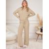 imageANRABESS Womens Pajama Fuzzy Fleece 2 Piece Long Sleeve Top Wide Leg Pants Lounge Matching Pj Sets 2025 Fall Winter OutfitsLight Khaki