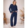 imageANRABESS Womens Pajama Fuzzy Fleece 2 Piece Long Sleeve Top Wide Leg Pants Lounge Matching Pj Sets 2025 Fall Winter OutfitsNavy Blue