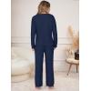 imageANRABESS Womens Pajama Fuzzy Fleece 2 Piece Long Sleeve Top Wide Leg Pants Lounge Matching Pj Sets 2025 Fall Winter OutfitsNavy Blue