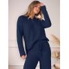 imageANRABESS Womens Pajama Fuzzy Fleece 2 Piece Long Sleeve Top Wide Leg Pants Lounge Matching Pj Sets 2025 Fall Winter OutfitsNavy Blue