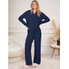 imageANRABESS Womens Pajama Fuzzy Fleece 2 Piece Long Sleeve Top Wide Leg Pants Lounge Matching Pj Sets 2025 Fall Winter OutfitsNavy Blue