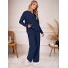 imageANRABESS Womens Pajama Fuzzy Fleece 2 Piece Long Sleeve Top Wide Leg Pants Lounge Matching Pj Sets 2025 Fall Winter OutfitsNavy Blue