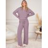 imageANRABESS Womens Pajama Fuzzy Fleece 2 Piece Long Sleeve Top Wide Leg Pants Lounge Matching Pj Sets 2025 Fall Winter OutfitsPurple