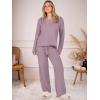 imageANRABESS Womens Pajama Fuzzy Fleece 2 Piece Long Sleeve Top Wide Leg Pants Lounge Matching Pj Sets 2025 Fall Winter OutfitsPurple