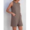 imageANRABESS Womens Romper Casual Loose Sleeveless 2025 Summer One Piece Outfit Crewneck Short Jumpsuit Overall Outfits ampamp PocketsCoffee Grey