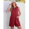 imageANRABESS Womens Romper Casual Loose Sleeveless 2025 Summer One Piece Outfit Crewneck Short Jumpsuit Overall Outfits ampamp PocketsDark Red