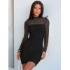 imageANRABESS Womens Sexy Bodycon Mesh Ruched Mini Dresses Mock Neck Slim Fall Long Sleeve Cocktail Party Going Out Short DressBlack