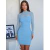 imageANRABESS Womens Sexy Bodycon Mesh Ruched Mini Dresses Mock Neck Slim Fall Long Sleeve Cocktail Party Going Out Short DressBlue