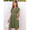 imageANRABESS Womens Summer V Neck Cap Sleeve Tunic Short Dress 2025 Casual Fit Textured Aline Beach Vacation SundressArmy Green