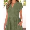 imageANRABESS Womens Summer V Neck Cap Sleeve Tunic Short Dress 2025 Casual Fit Textured Aline Beach Vacation SundressArmy Green