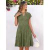 imageANRABESS Womens Summer V Neck Cap Sleeve Tunic Short Dress 2025 Casual Fit Textured Aline Beach Vacation SundressArmy Green