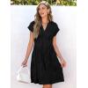 imageANRABESS Womens Summer V Neck Cap Sleeve Tunic Short Dress 2025 Casual Fit Textured Aline Beach Vacation SundressBlack