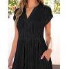 imageANRABESS Womens Summer V Neck Cap Sleeve Tunic Short Dress 2025 Casual Fit Textured Aline Beach Vacation SundressBlack