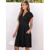 imageANRABESS Womens Summer V Neck Cap Sleeve Tunic Short Dress 2025 Casual Fit Textured Aline Beach Vacation SundressBlack