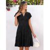 imageANRABESS Womens Summer V Neck Cap Sleeve Tunic Short Dress 2025 Casual Fit Textured Aline Beach Vacation SundressBlack
