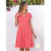 imageANRABESS Womens Summer V Neck Cap Sleeve Tunic Short Dress 2025 Casual Fit Textured Aline Beach Vacation SundressCoral