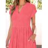 imageANRABESS Womens Summer V Neck Cap Sleeve Tunic Short Dress 2025 Casual Fit Textured Aline Beach Vacation SundressCoral